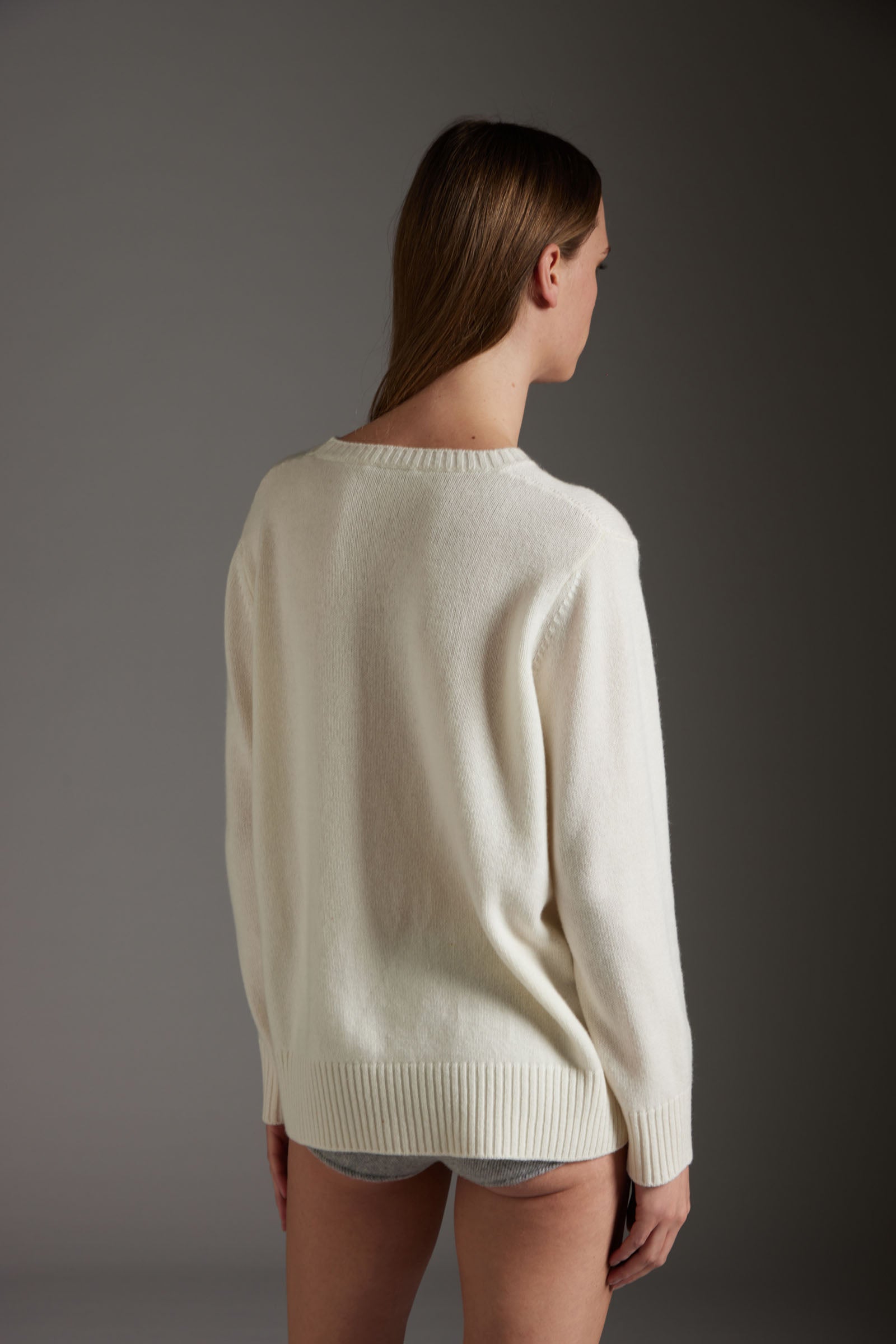 Maglione Girocollo Con Spacchi In Cashmere