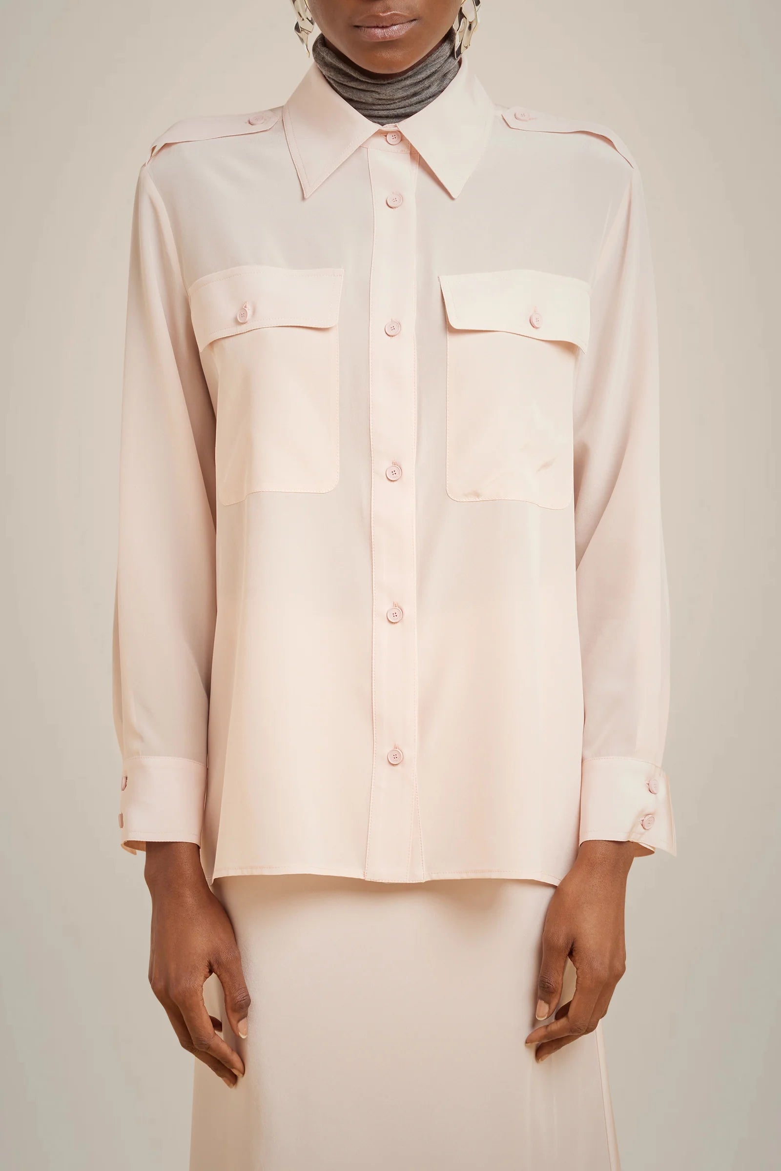 Camicia Con Tasche 100% Seta