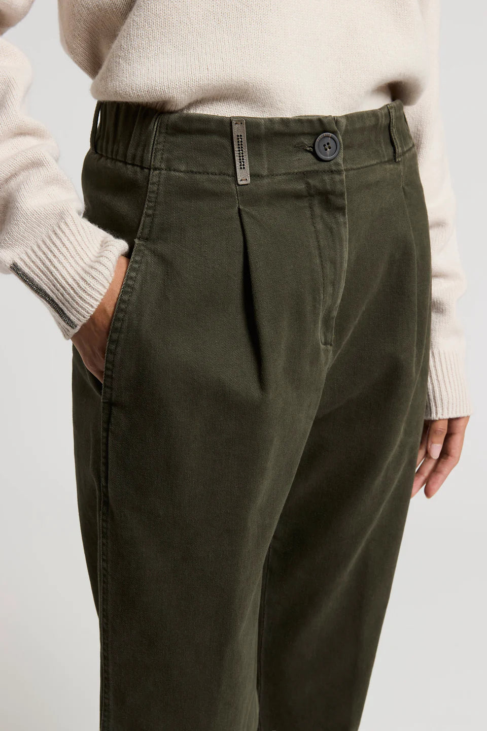 Pantalone twill di cotone smeragliato