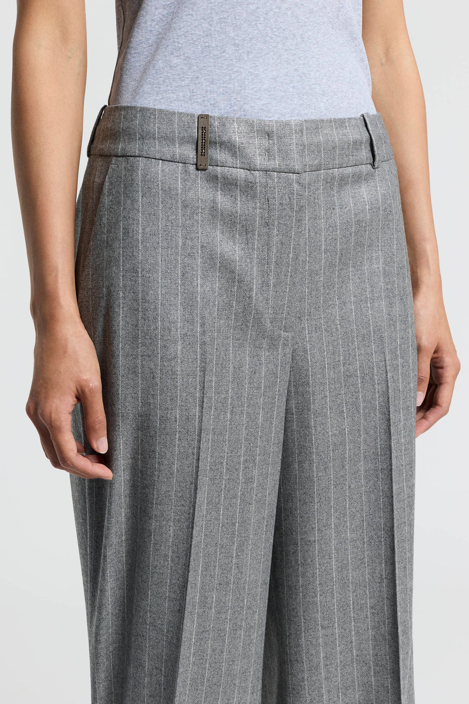Pantalone flanella in lana lurex gessata