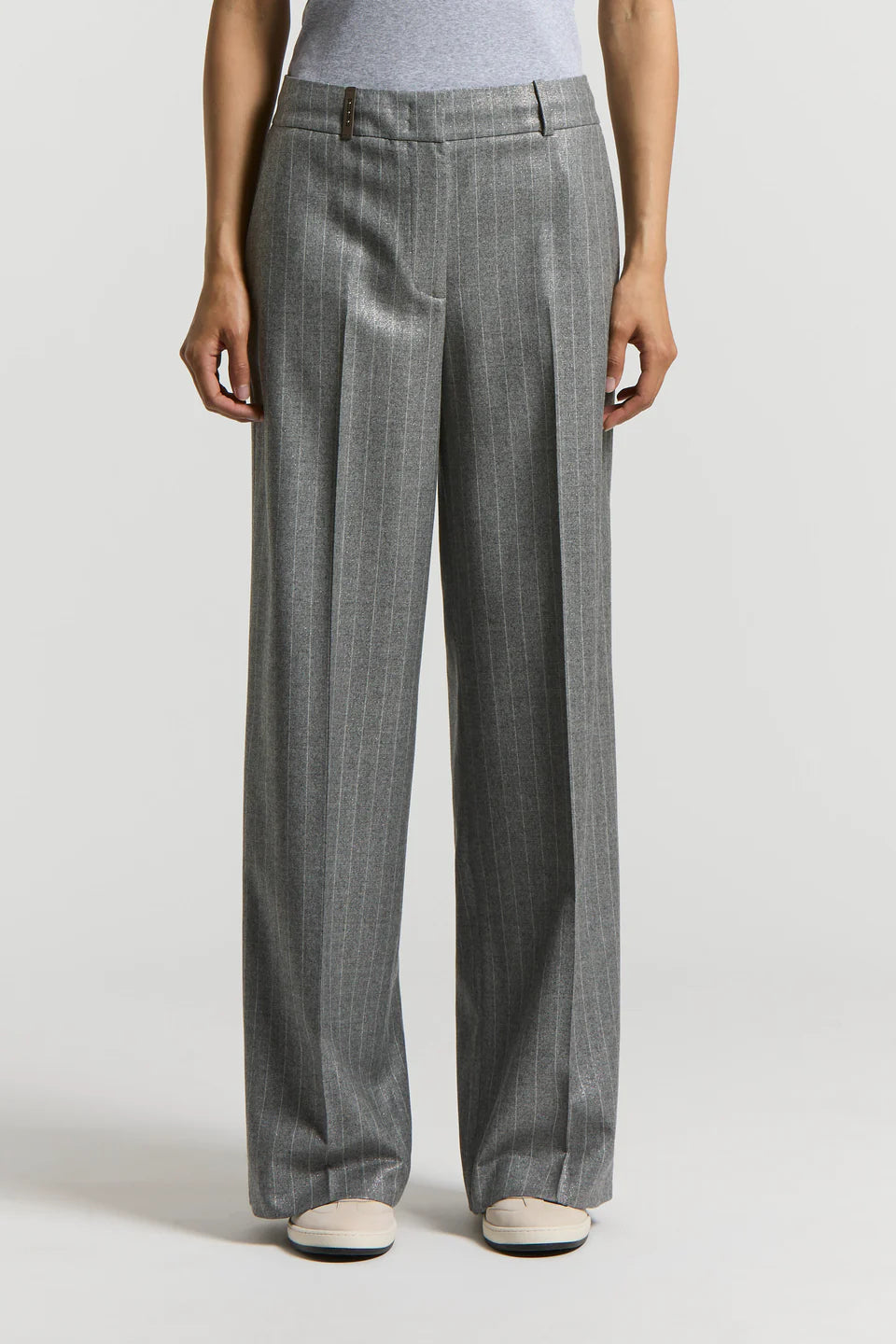 Pantalone flanella in lana lurex gessata