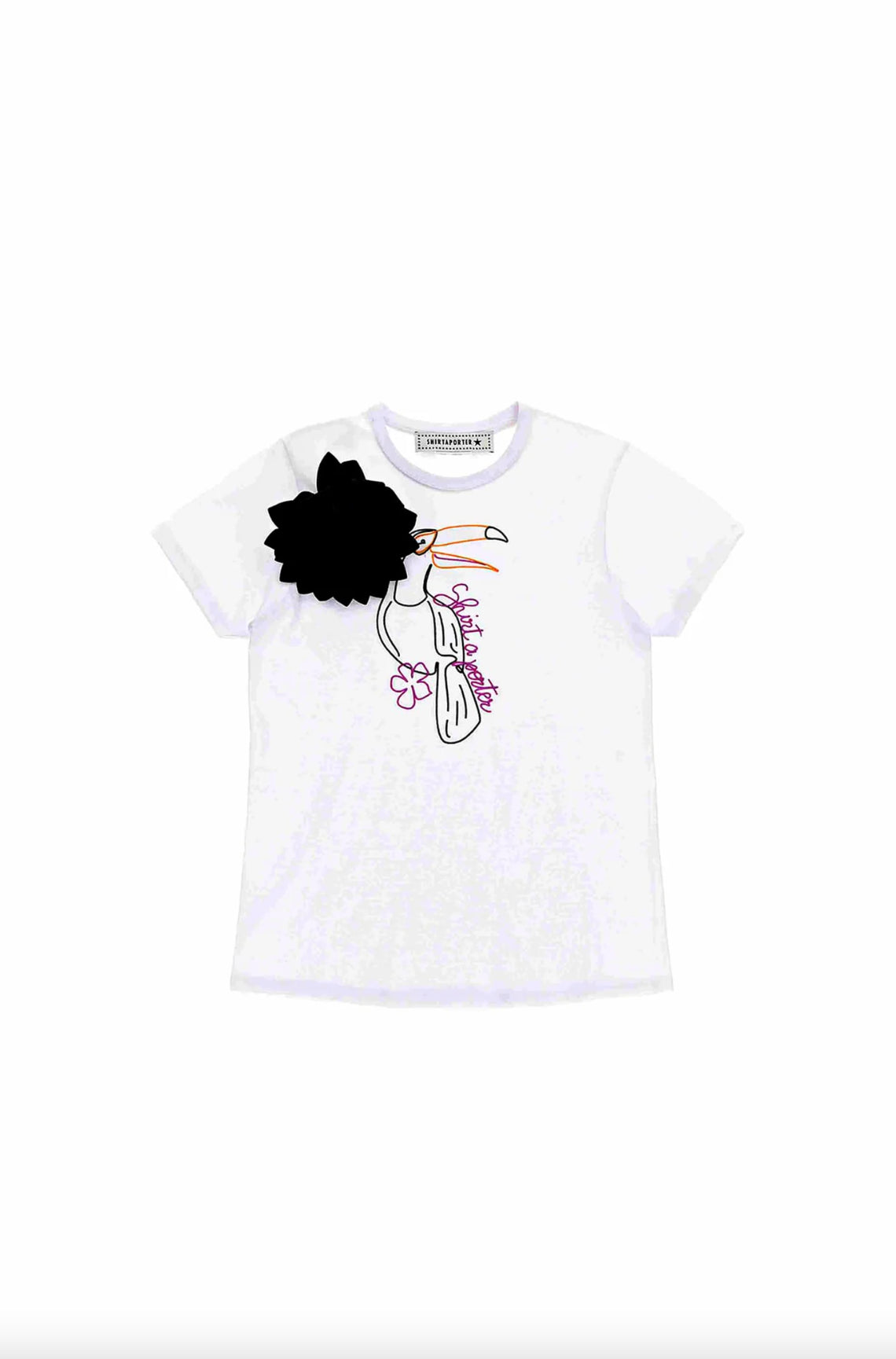 T-shirt con Tucano e Fiore