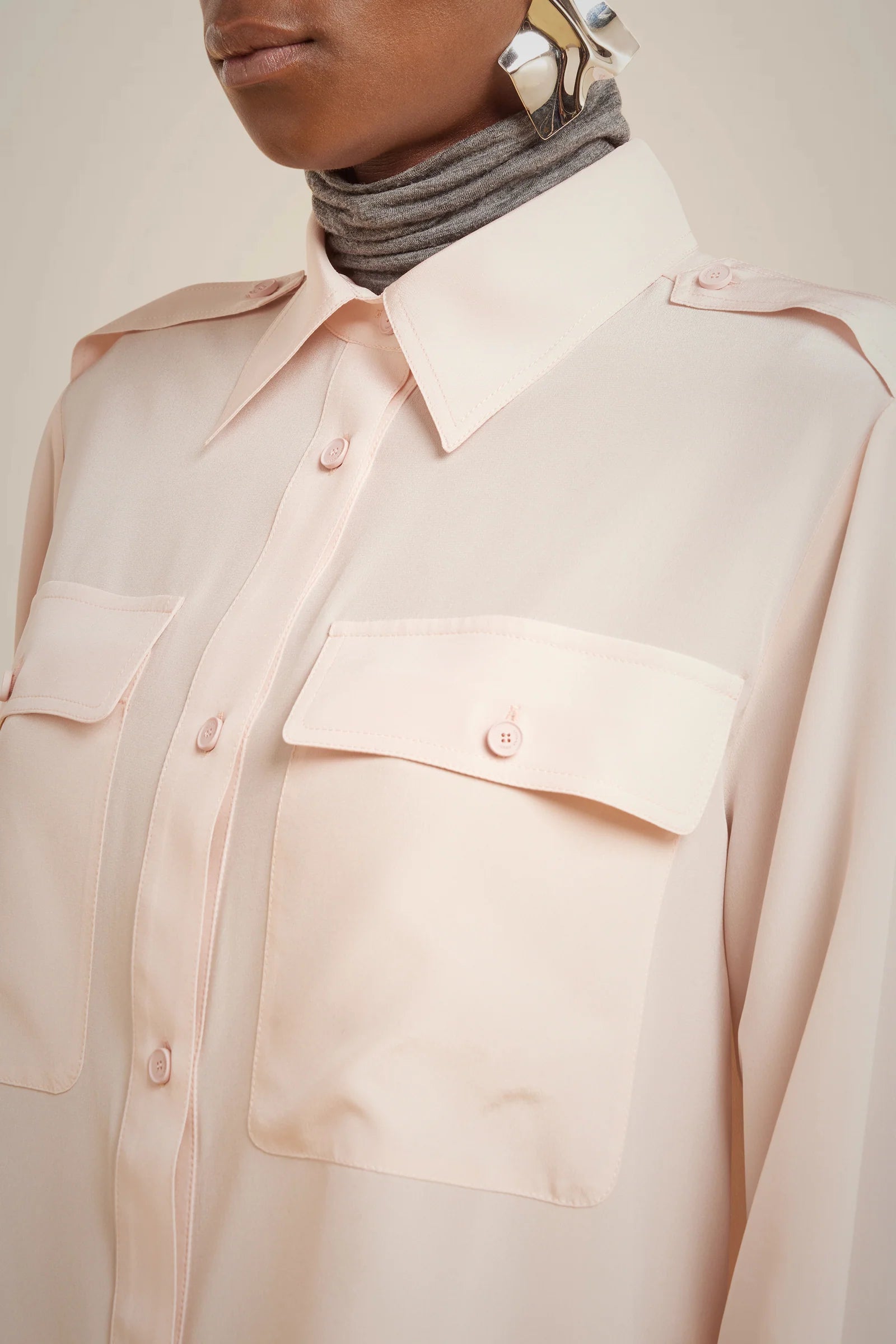Camicia Con Tasche 100% Seta