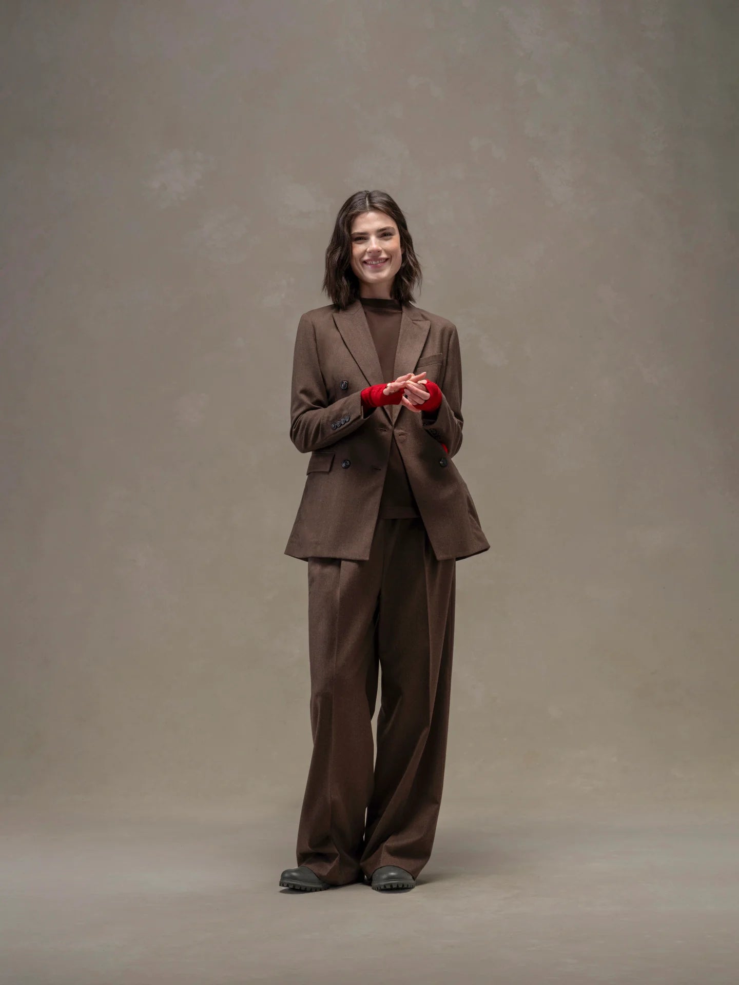Pantalone wide leg flannel bistretch
