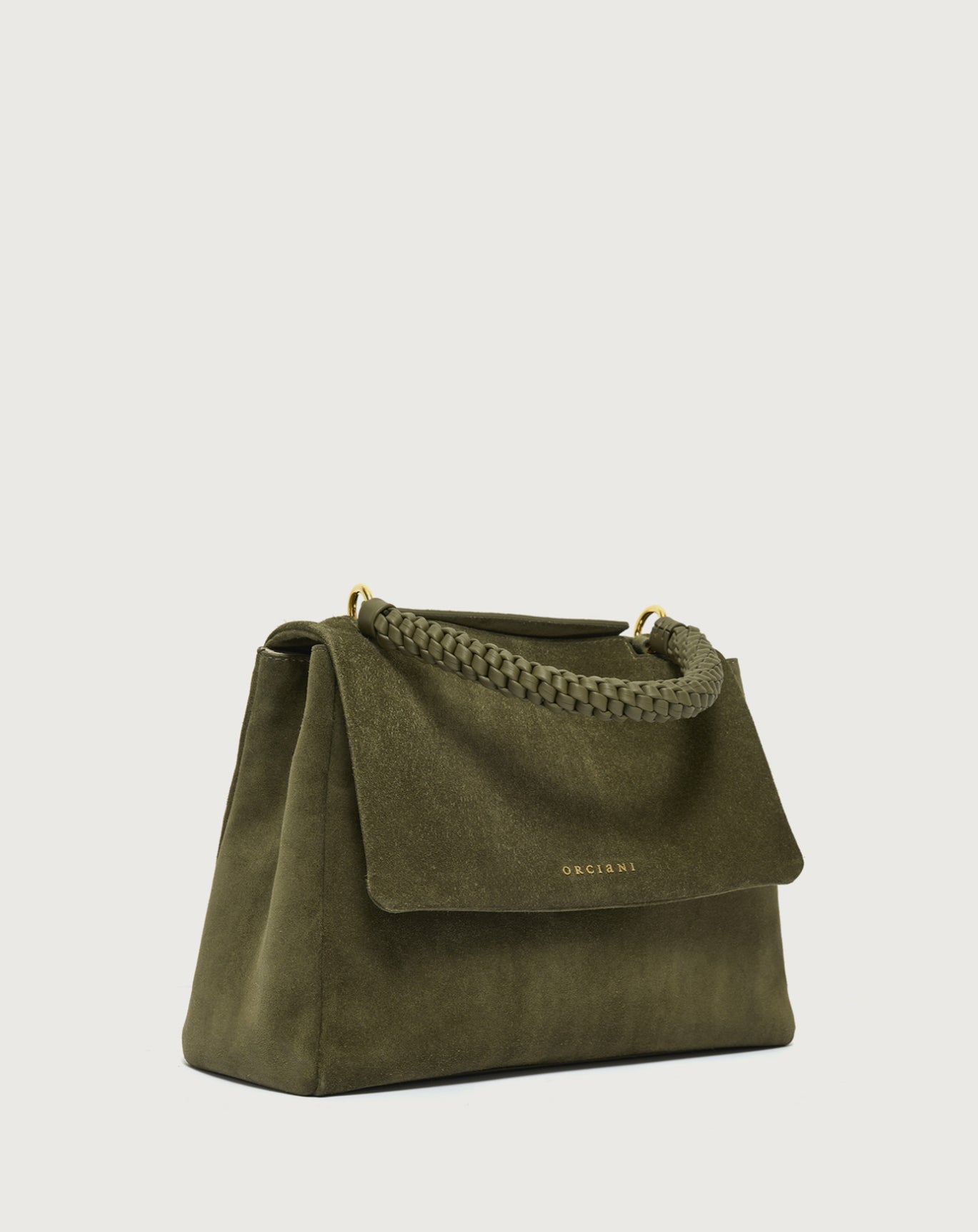 Borsa Sveva Peach Media a spalla in suede con tracolla