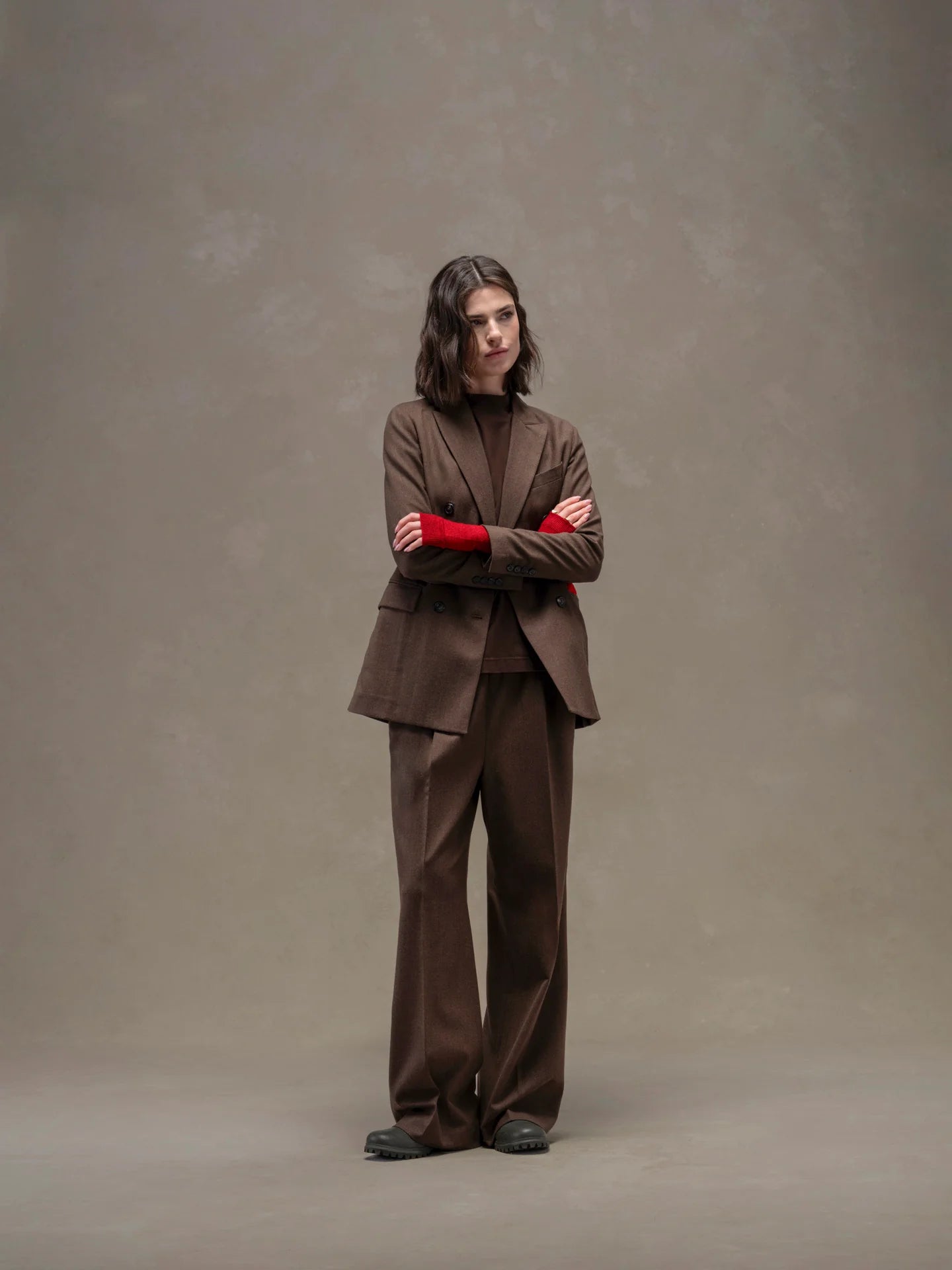 Pantalone wide leg flannel bistretch