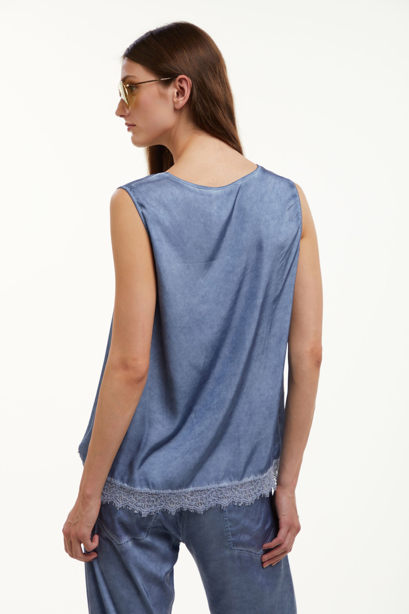TOP EFFETTO JEANS IN SETA