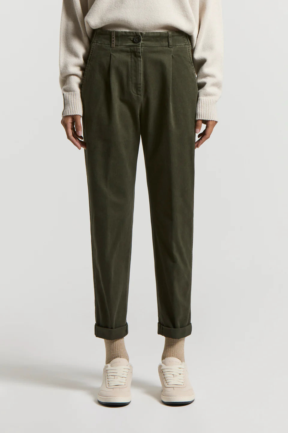 Pantalone twill di cotone smeragliato