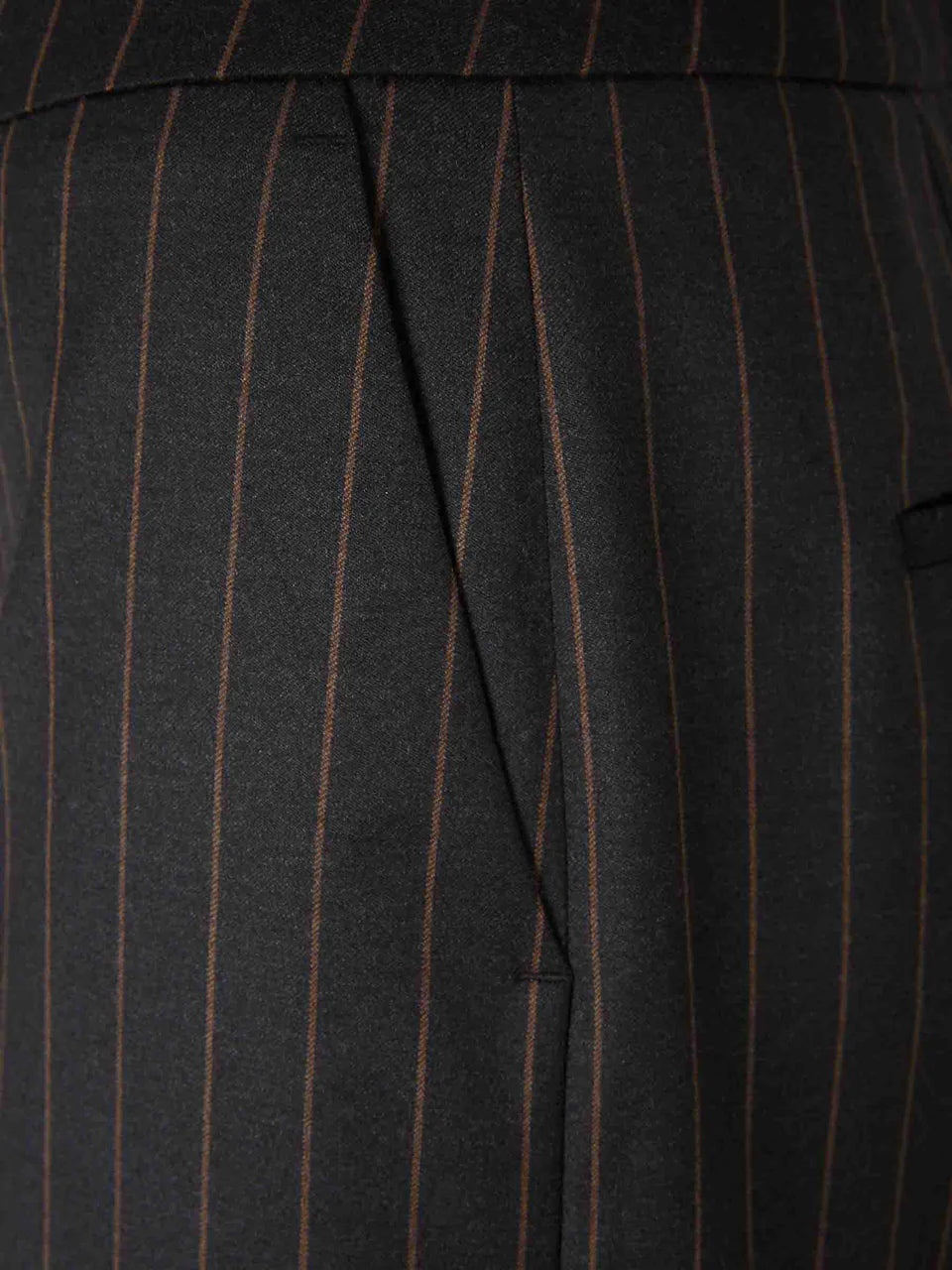 Pantalone gessato in lana cardata