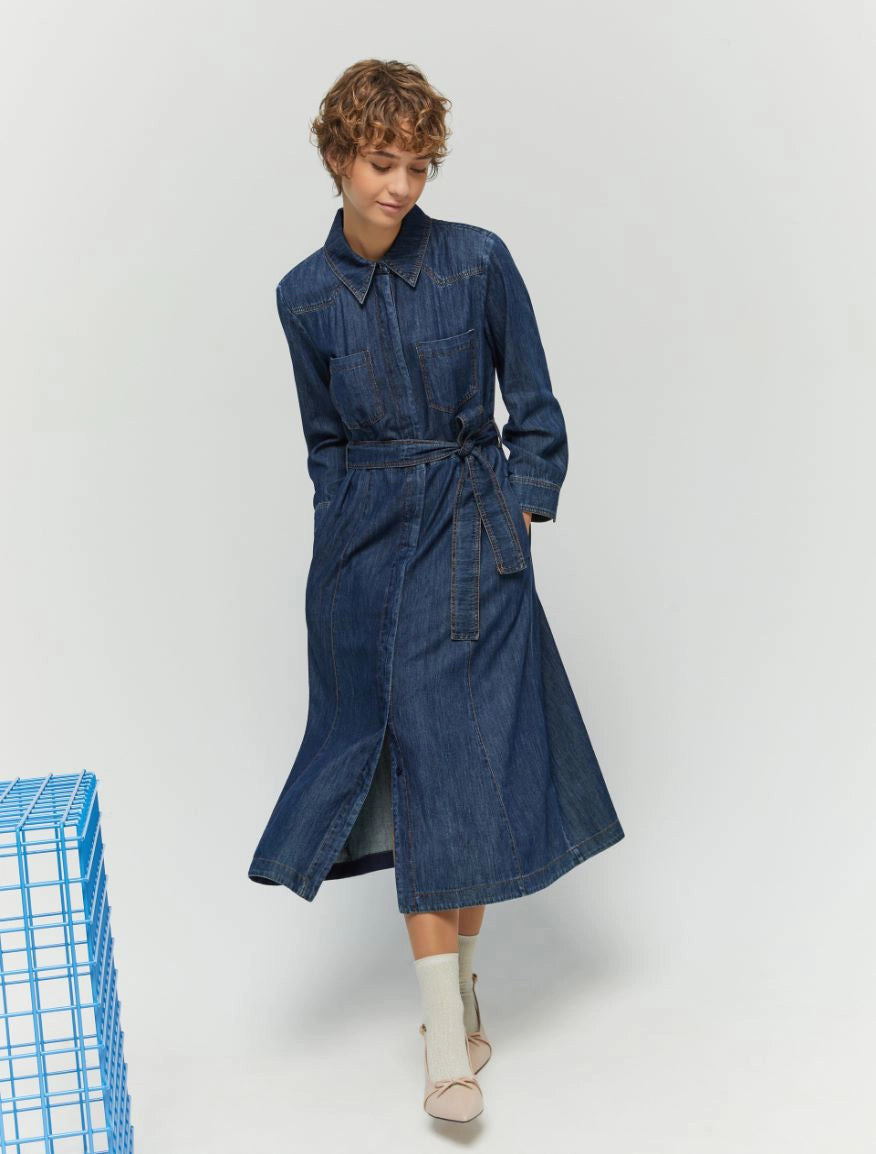 ABITO FIT &amp; FLARE DENIM