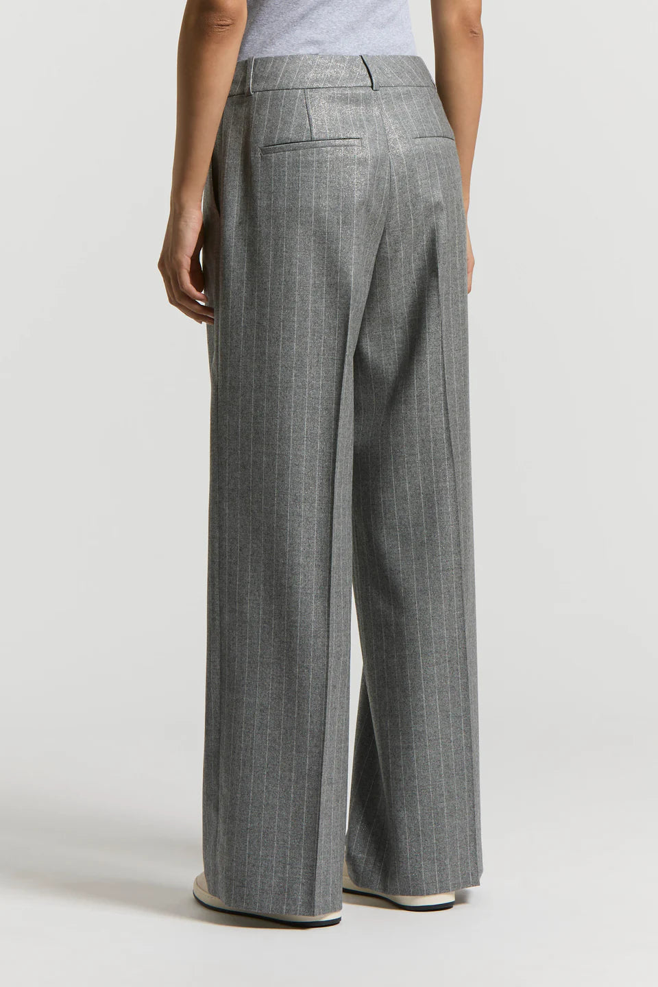 Pantalone flanella in lana lurex gessata