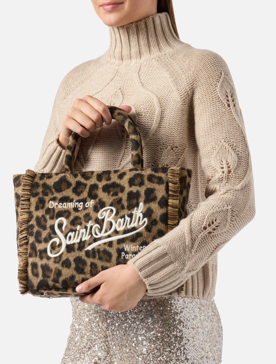 COLETTE FELT HANDBAG LEOPARD